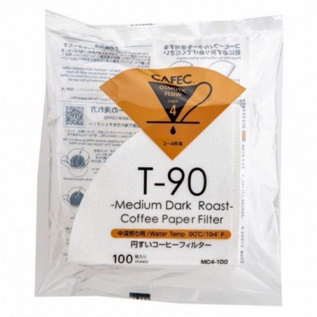 CAFEC T-90 4-Cup Medium Dark Roast Cone Paper Coffee Filter | V60 02 size | 100pcs