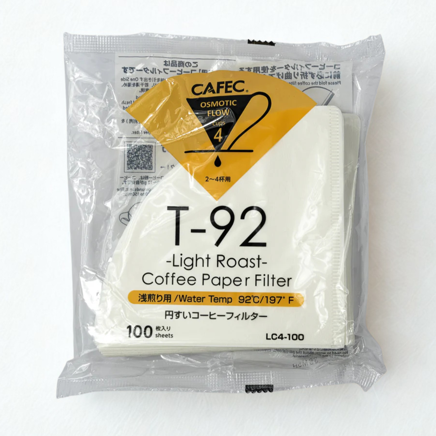 CAFEC T-92 4-Cup Light Roast Cone Paper Coffee Filter | V60 02 size | 100pcs