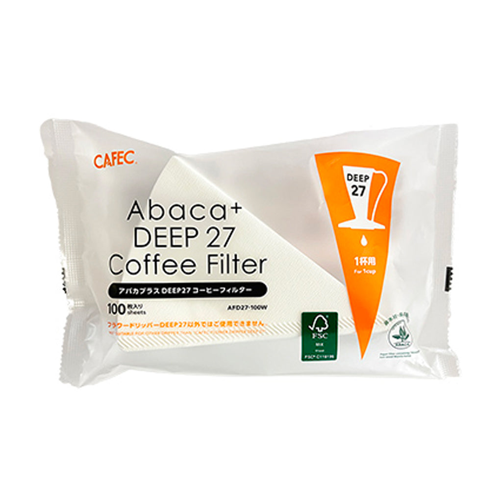 CAFEC Abaca Plus DEEP27 Cone Paper Coffee Filter | 100pcs