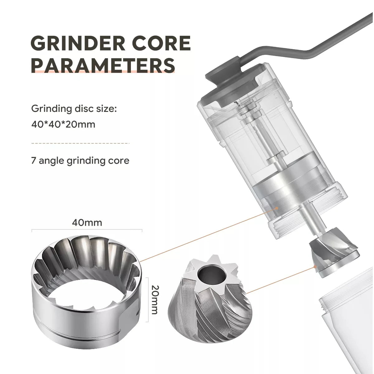 iCafilas GM2214 Exterior Adjustment Manual Coffee Grinder