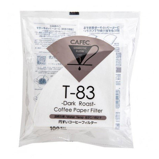 CAFEC T-83 1-Cup Dark Roast Cone Paper Coffee Filter | V60 01 size | 100pcs