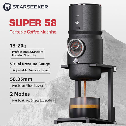 STARSEEKER Super58 Complete set Portable Espresso Machine with Bracket, Dosing Funnel,Coffee Tamper,Silicone insulation sleeve and Carry Bag