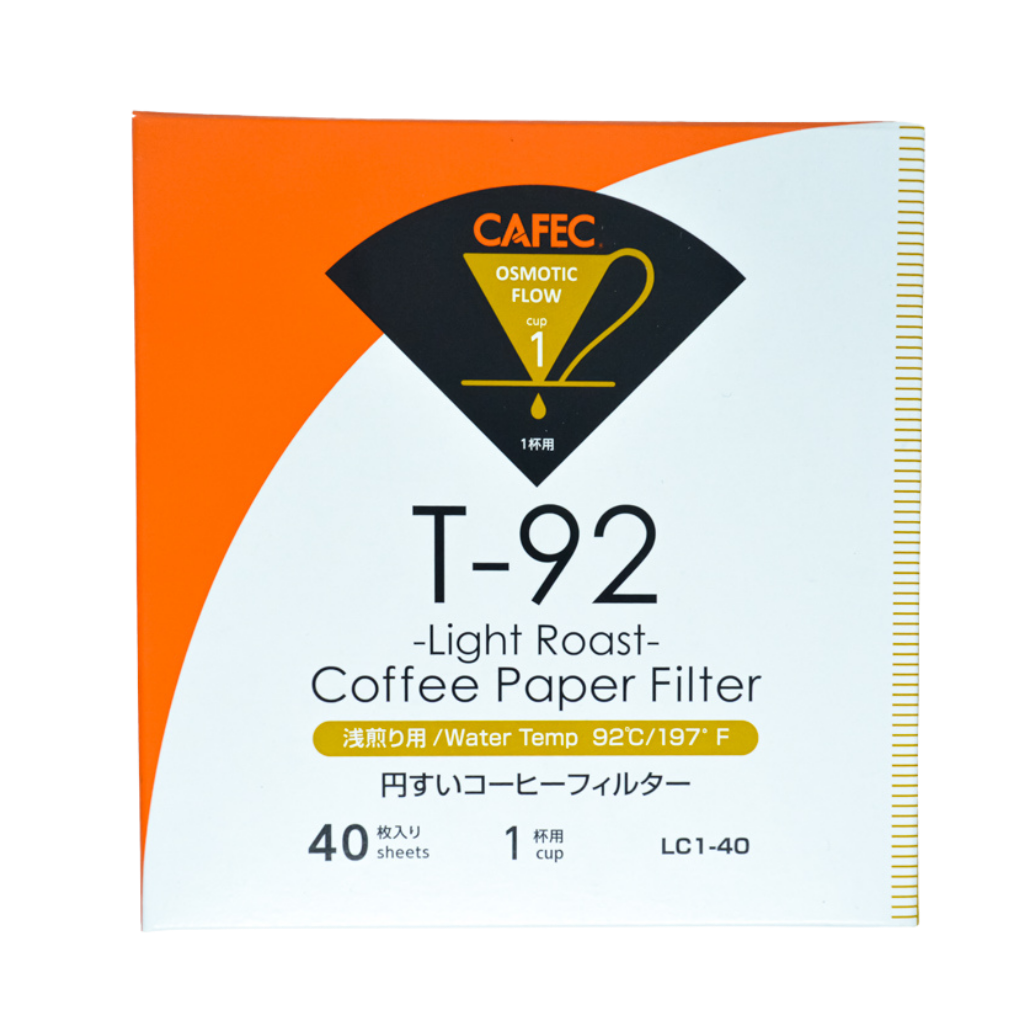CAFEC T-92 1-Cup  Light Roast Cone Paper Coffee Filter | V60 01 size | 40pcs