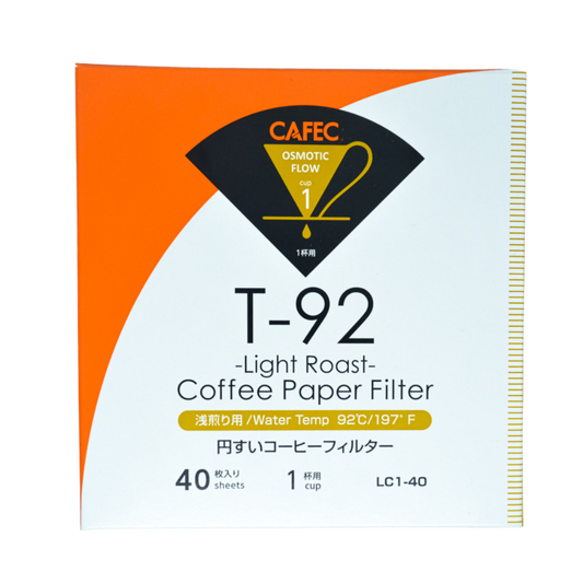 CAFEC T-92 1-Cup  Light Roast Cone Paper Coffee Filter | V60 01 size | 40pcs