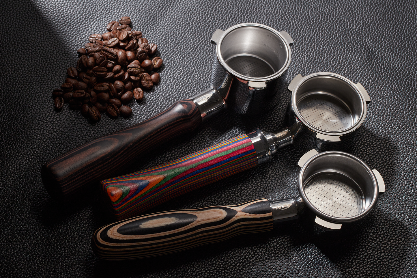 IKAPE Espresso Bottomless Portafilter Colorful Wooden Handle--Pearl White