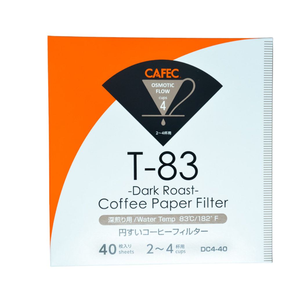 CAFEC T-83 4-Cup Dark Roast Cone Paper Coffee Filter | V60 02 size | 40pcs