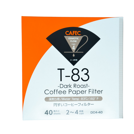 CAFEC T-83 4-Cup Dark Roast Cone Paper Coffee Filter | V60 02 size | 40pcs