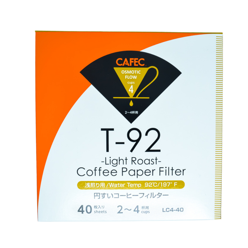 CAFEC T-92 4-Cup  Light Roast Cone Paper Coffee Filter | V60 02 size | 40pcs