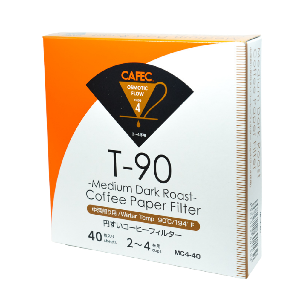 CAFEC T-90 4-Cup  Medium Dark Roast Cone Paper Coffee Filter | V60 02 size | 40pcs