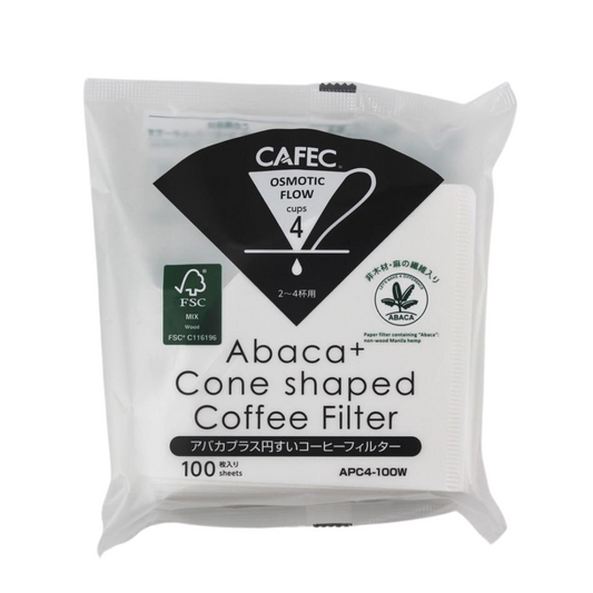 CAFEC Abaca Plus 4-Cup  Cone Paper Coffee Filter | V60 02 size | 100pcs