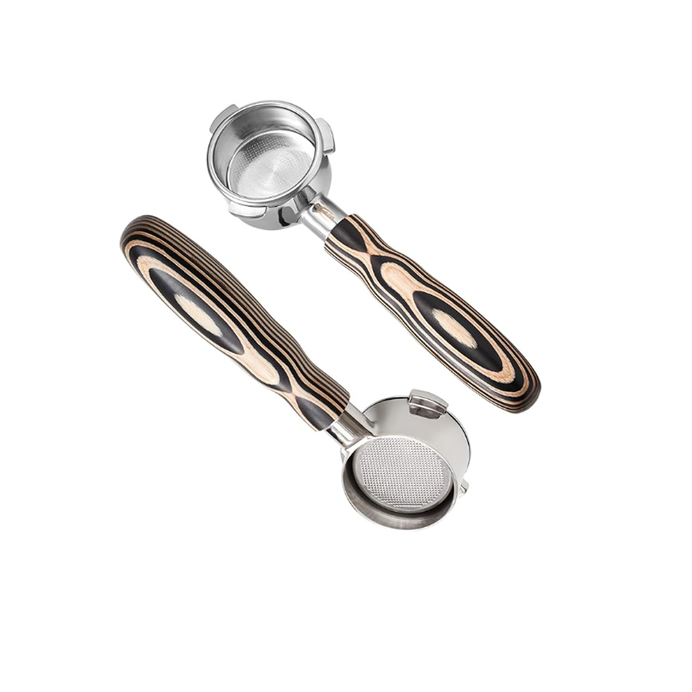 IKAPE Espresso Bottomless Portafilter Colorful Wooden Handle--Pearl White