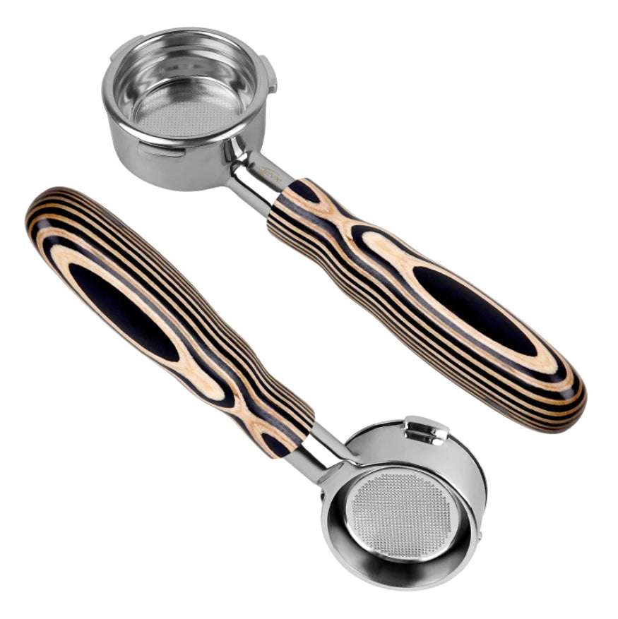 IKAPE Espresso Bottomless Portafilter Colorful Wooden Handle--Pearl White