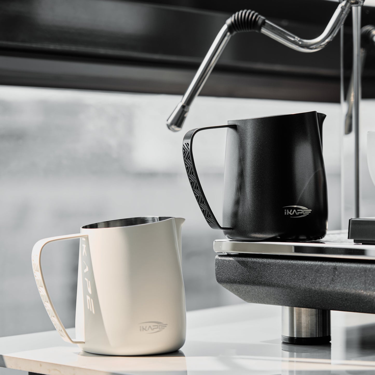 IKAPE Espresso Milk Latte Art Pitcher - Hollow-out Handle