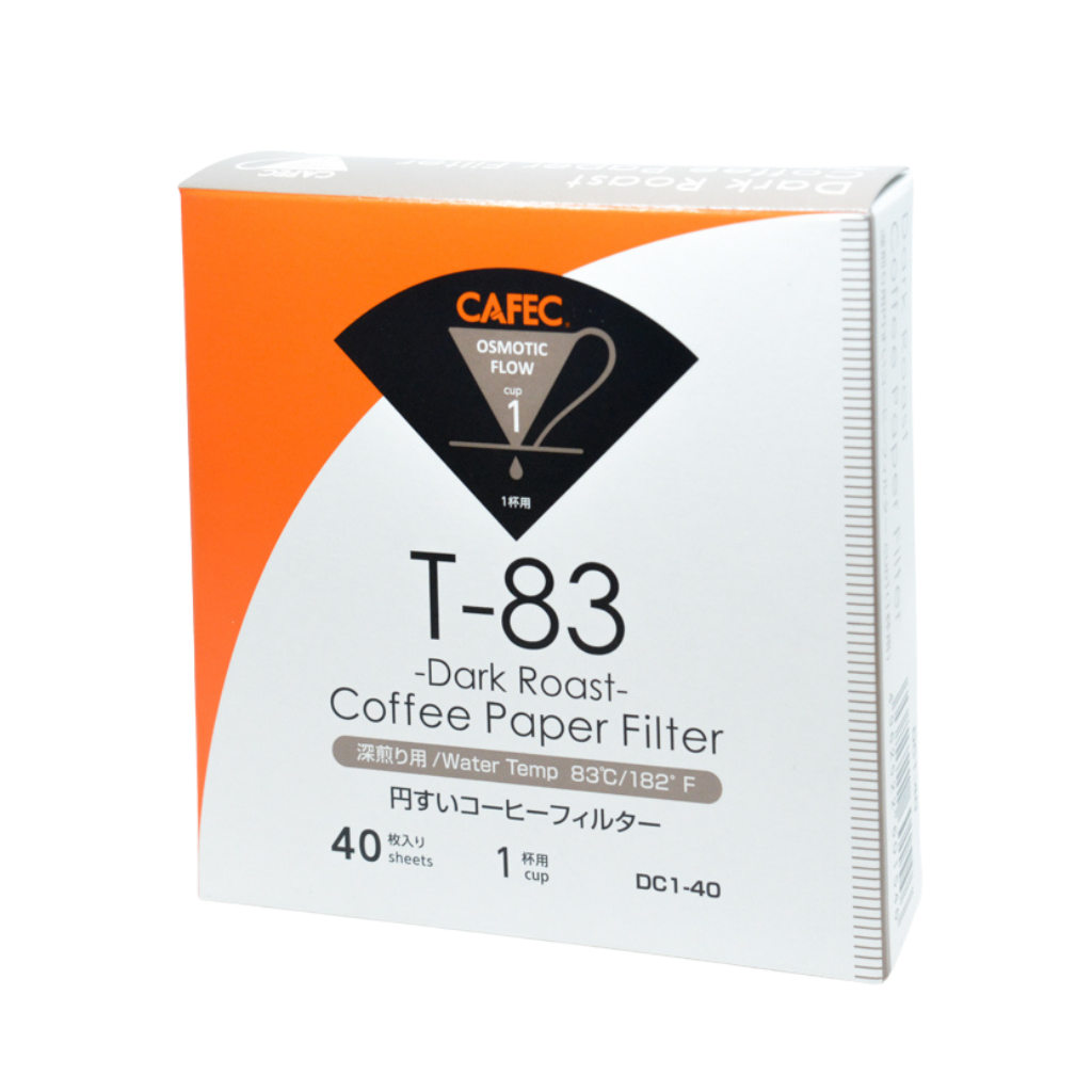 CAFEC T-83 1-Cup Dark Roast Cone Paper Coffee Filter | V60 01 size | 40pcs