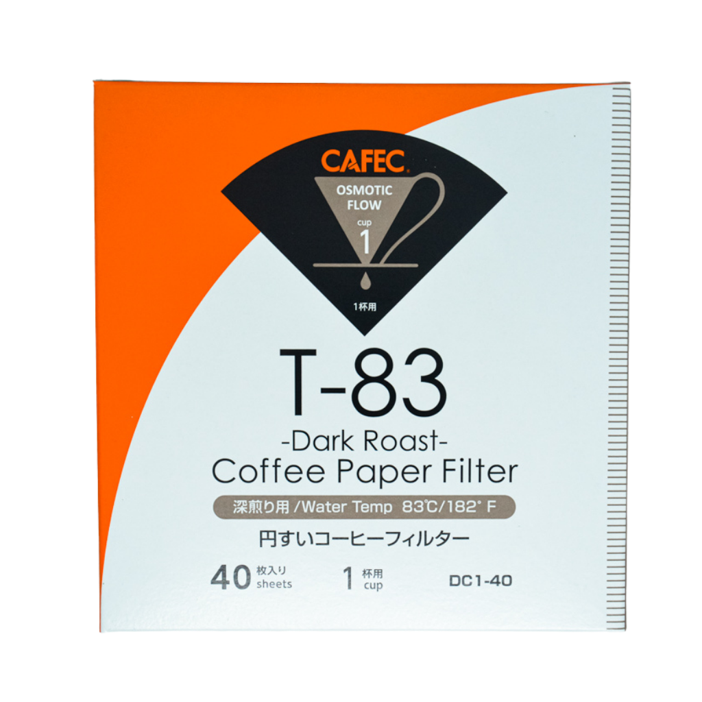 CAFEC T-83 1-Cup Dark Roast Cone Paper Coffee Filter | V60 01 size | 40pcs